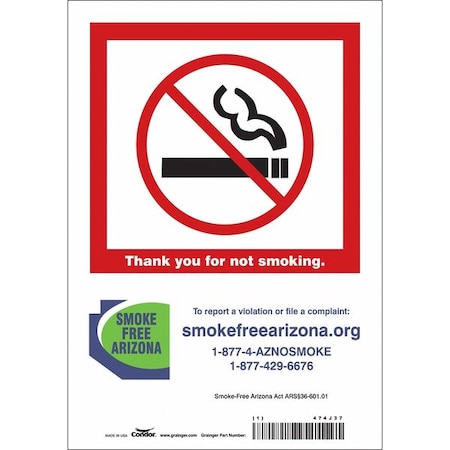 Condor Safety Sign, 10" H, 7 in W, Vinyl, Horizontal Rectangle, English, 474J37 474J37