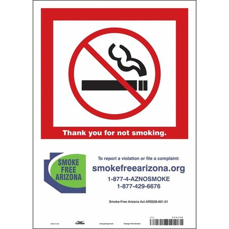 Condor Safety Sign, 14 in H, 10" W, Vinyl, Vertical Rectangle, English, 474J38 474J38