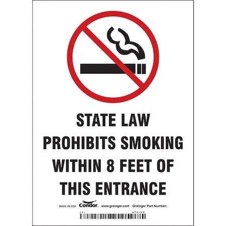 Condor Safety Sign, 7" H, 5 in W, Vinyl, Vertical Rectangle, English, 474J45 474J45