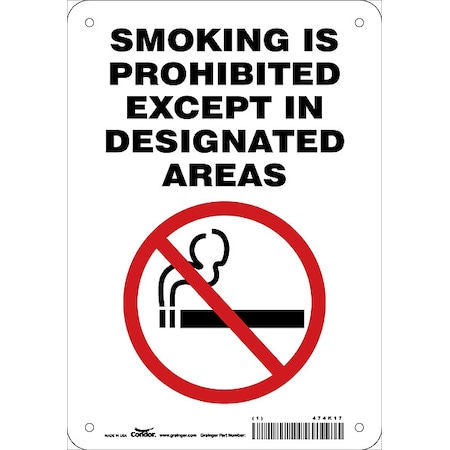 Condor Safety Sign, 10" H, 7 in W, Polyethylene, Horizontal Rectangle, English, 474K17 474K17