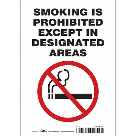 Condor Safety Sign, 10" H, 7 in W, Vinyl, Horizontal Rectangle, English, 474K19 474K19