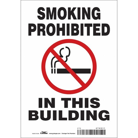 Condor Safety Sign, 10" H, 7 in W, Vinyl, Horizontal Rectangle, English, 474K31 474K31