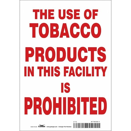 Condor Safety Sign, 10" H, 7 in W, Vinyl, Horizontal Rectangle, English, 474K61 474K61