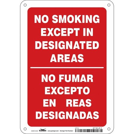 Condor Safety Sign, 10" H, 7 in W, Polyethylene, Horizontal Rectangle, English, Spanish, 474L91 474L91