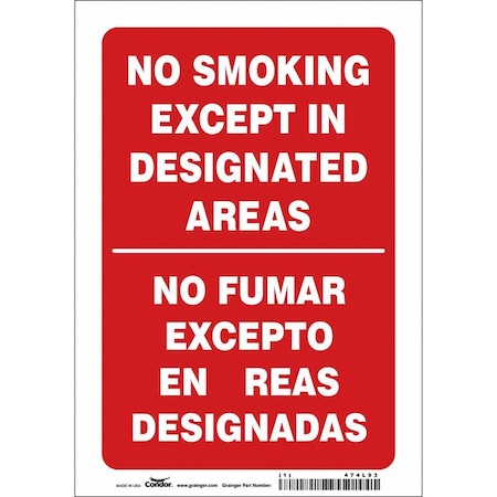 Condor Safety Sign, 10" H, 7 in W, Vinyl, Horizontal Rectangle, English, Spanish, 474L93 474L93