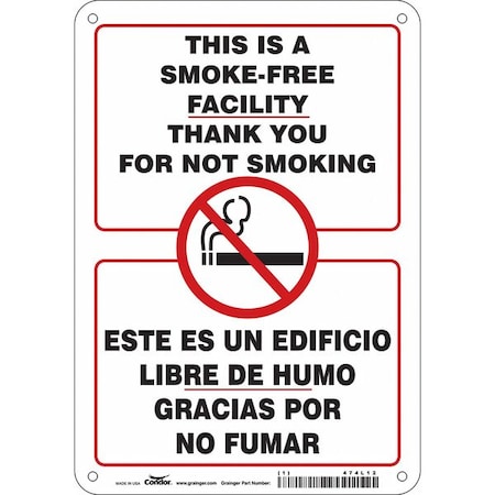 Condor Safety Sign, 10" H, 7 in W, Polyethylene, Horizontal Rectangle, English, Spanish, 474L12 474L12