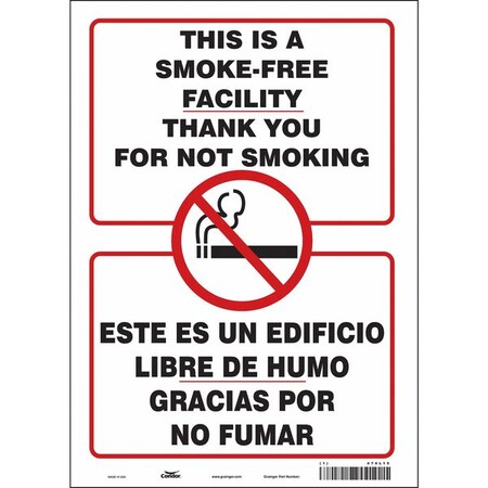 Condor Safety Sign, 14 in H, 10" W, Vinyl, Vertical Rectangle, English, Spanish, 474L15 474L15