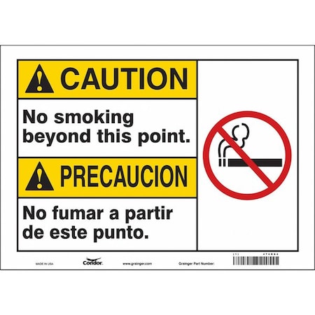 Condor Safety Sign, 10" H, 14 in W, Vinyl, Horizontal Rectangle, English, Spanish, 474N64 474N64