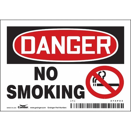 Condor Safety Sign, 3 1/2 in H, 5 in W, Vinyl, Horizontal Rectangle, English, 474P03 474P03