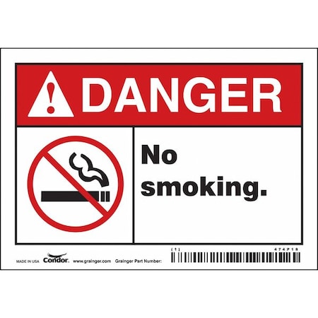 Condor Safety Sign, 3 1/2 in H, 5 in W, Vinyl, Horizontal Rectangle, English, 474P18 474P18