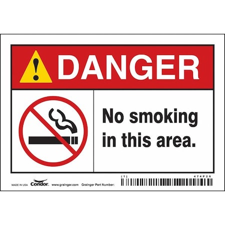Condor Safety Sign, 3 1/2 in H, 5 in W, Vinyl, Horizontal Rectangle, English, 474P26 474P26