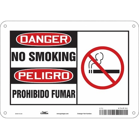 Condor Safety Sign, 7" H, 10" W, Polyethylene, Vertical Rectangle, English, Spanish, 474P32 474P32