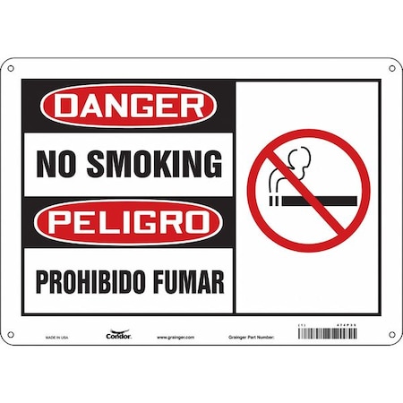 Condor Safety Sign, 10" H, 14 in W, Vinyl, Horizontal Rectangle, English, Spanish, 474P35 474P35