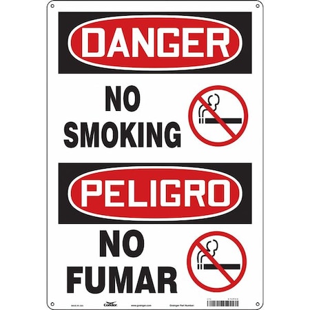 Condor Safety Sign, 20 in H, 14 in W, Polyethylene, Vertical Rectangle, English, Spanish, 474P44 474P44