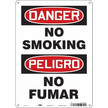 Condor Safety Sign, 14 in H, 10" W, Vinyl, Vertical Rectangle, English, Spanish, 474P54 474P54