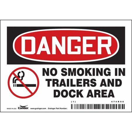 Condor Safety Sign, 3 1/2 in H, 5 in W, Vinyl, Horizontal Rectangle, English, 474R96 474R96