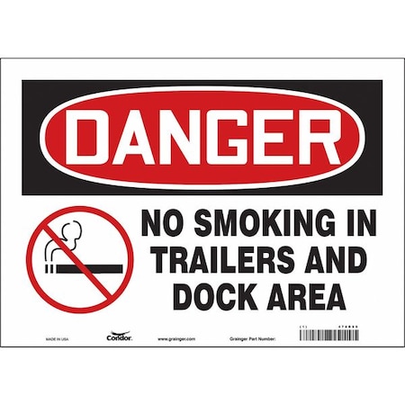 Condor Safety Sign, 10" H, 14 in W, Vinyl, Horizontal Rectangle, English, 474R99 474R99
