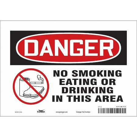 Condor Safety Sign, 7" H, 10" W, Vinyl, Vertical Rectangle, English, 474R70 474R70