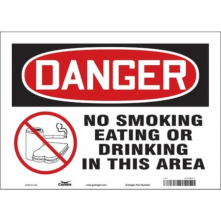 Condor Safety Sign, 10" H, 14 in W, Vinyl, Horizontal Rectangle, English, 474R71 474R71