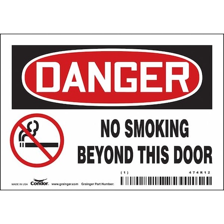 Condor Safety Sign, 3 1/2 in H, 5 in W, Vinyl, Horizontal Rectangle, English, 474R12 474R12