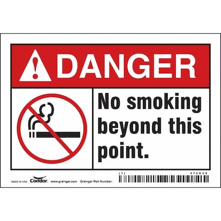 Condor Safety Sign, 3 1/2 in H, 5 in W, Vinyl, Horizontal Rectangle, English, 474R28 474R28