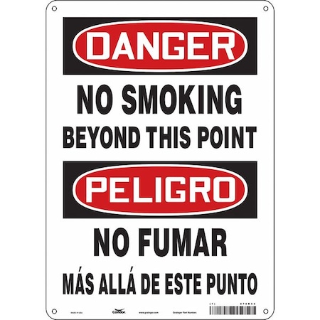 Condor Safety Sign, 14 in H, 10" W, Polyethylene, Vertical Rectangle, English, Spanish, 474R54 474R54