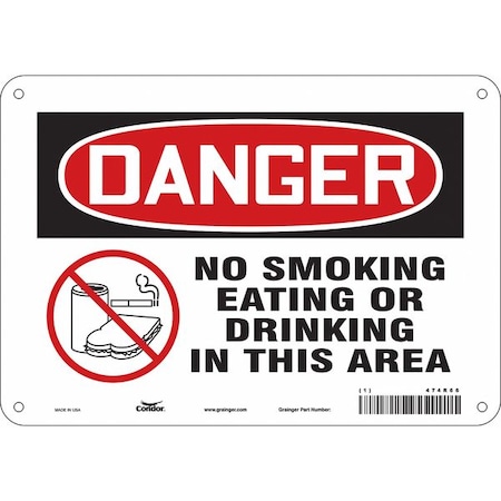 Condor Safety Sign, 7" H, 10" W, Polyethylene, Vertical Rectangle, English, 474R66 474R66