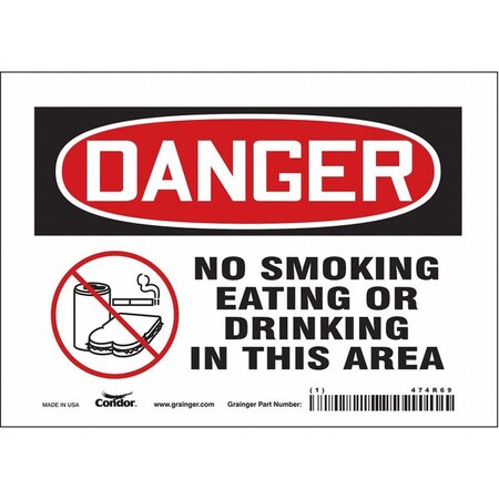Condor Safety Sign, 5 in H, 7 in W, Vinyl, Horizontal Rectangle, English, 474R69 474R69