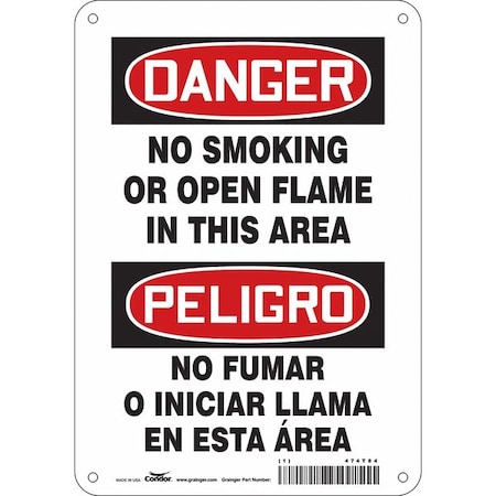 Condor Safety Sign, 10" H, 7 in W, Polyethylene, Horizontal Rectangle, English, Spanish, 474T84 474T84