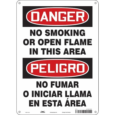 Condor Safety Sign, 14 in H, 10" W, Polyethylene, Vertical Rectangle, English, Spanish, 474T85 474T85