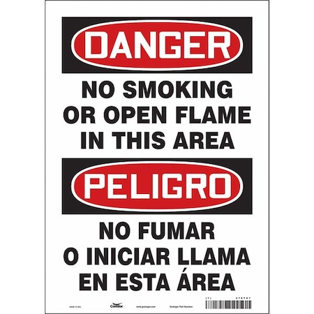 Condor Safety Sign, 14 in H, 10" W, Vinyl, Vertical Rectangle, English, Spanish, 474T87 474T87