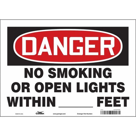 Condor Safety Sign, 10" H, 14 in W, Vinyl, Horizontal Rectangle, English, 474T96 474T96