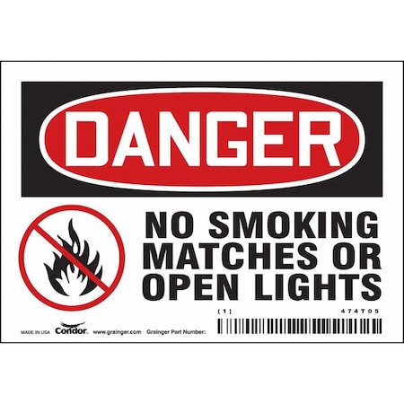 Condor Safety Sign, 3 1/2 in H, 5 in W, Vinyl, Horizontal Rectangle, English, 474T05 474T05