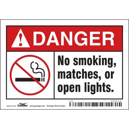 Condor Safety Sign, 3 1/2 in H, 5 in W, Vinyl, Horizontal Rectangle, English, 474T13 474T13