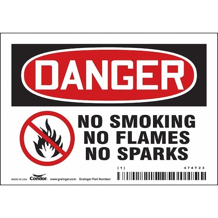 Condor Safety Sign, 3 1/2 in H, 5 in W, Vinyl, Horizontal Rectangle, English, 474T23 474T23