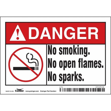 Condor Safety Sign, 3 1/2 in H, 5 in W, Vinyl, Horizontal Rectangle, English, 474T42 474T42