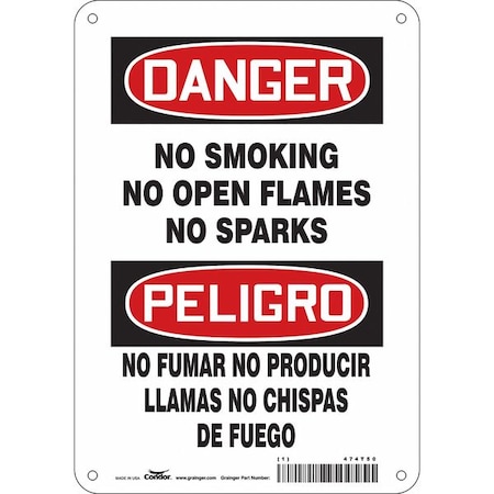 Condor Safety Sign, 10" H, 7 in W, Polyethylene, Horizontal Rectangle, English, Spanish, 474T50 474T50