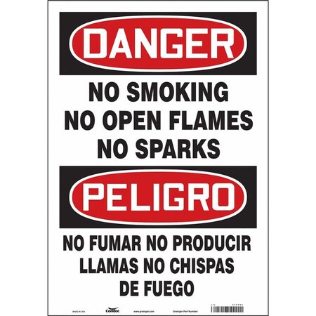 Condor Safety Sign, 20 in H, 14 in W, Vinyl, Vertical Rectangle, English, Spanish, 474T55 474T55