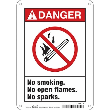 Condor Safety Sign, 10" H, 7 in W, Polyethylene, Horizontal Rectangle, English, 474T58 474T58