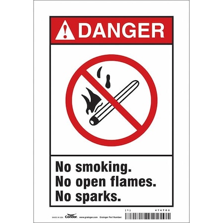 Condor Safety Sign, 10" H, 7 in W, Vinyl, Horizontal Rectangle, English, 474T60 474T60