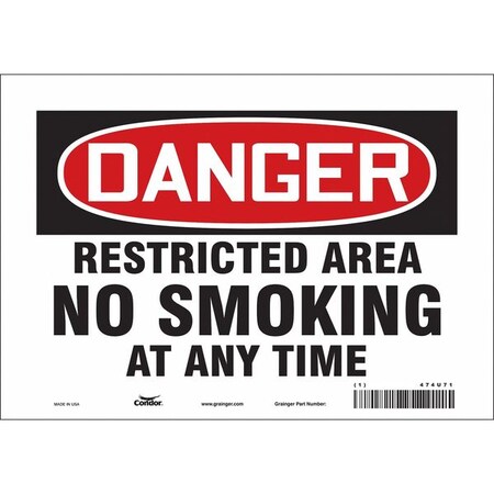 Condor Safety Sign, 7" H, 10" W, Vinyl, Vertical Rectangle, English, 474U71 474U71