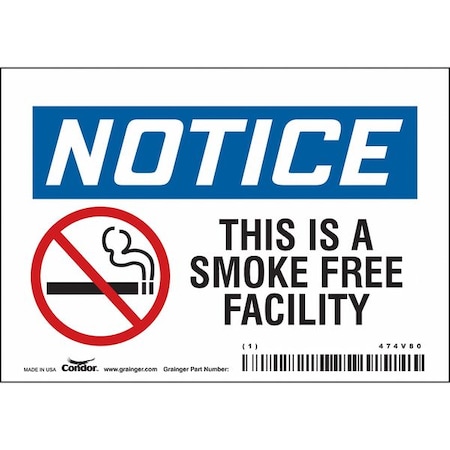 Condor Safety Sign, 3 1/2 in H, 5 in W, Vinyl, Horizontal Rectangle, English, 474V80 474V80