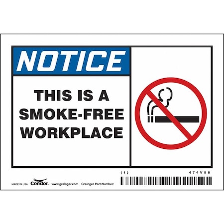 Condor Safety Sign, 3 1/2 in H, 5 in W, Vinyl, Horizontal Rectangle, English, 474V88 474V88