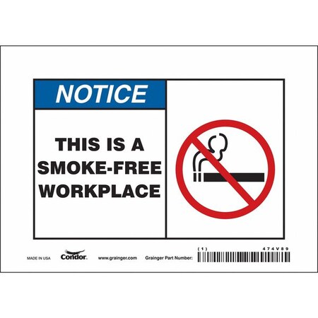 Condor Safety Sign, 5 in H, 7 in W, Vinyl, Horizontal Rectangle, English, 474V89 474V89