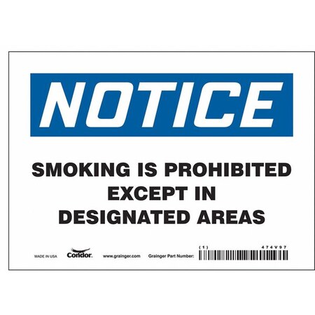 Condor Safety Sign, 5 in H, 7 in W, Vinyl, Horizontal Rectangle, English, 474V97 474V97