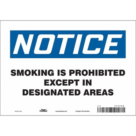 Condor Safety Sign, 7" H, 10" W, Vinyl, Vertical Rectangle, English, 474V98 474V98