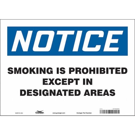 Condor Safety Sign, 10" H, 14 in W, Vinyl, Horizontal Rectangle, English, 474V99 474V99