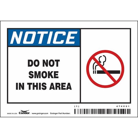 Condor Safety Sign, 3 1/2 in H, 5 in W, Vinyl, Horizontal Rectangle, English, 474V01 474V01
