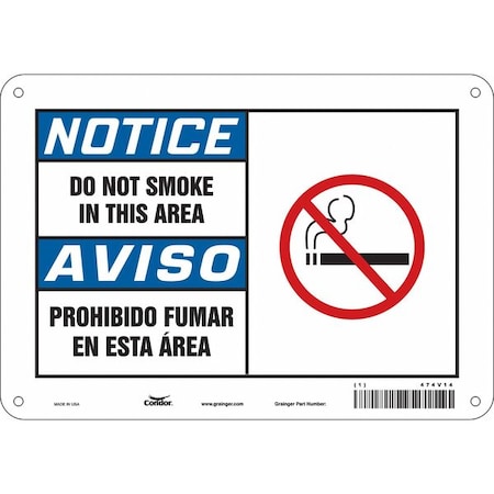 Condor Safety Sign, 7" H, 10" W, Polyethylene, Vertical Rectangle, English, Spanish, 474V14 474V14