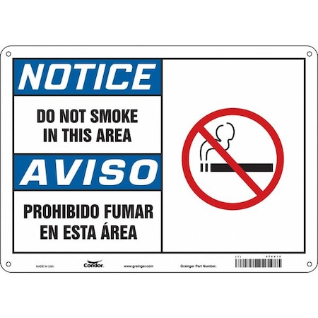 Condor Safety Sign, 10" H, 14 in W, Polyethylene, Horizontal Rectangle, English, Spanish, 474V15 474V15